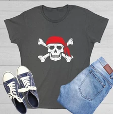 Bandana Skull Sarcastic Novelty Graphics Funny Womens T-Shirt