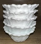 Lot of 5 Vintage Indiana Glass Wild Rose Fruit Cocktail Bowls Milk Glass Leaves