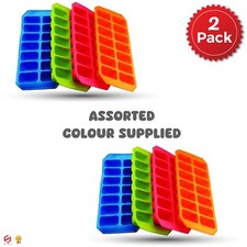 Silicone Soft Splash Ice Cube Tray Flexible With Various Colour 2PK FREE POST UK