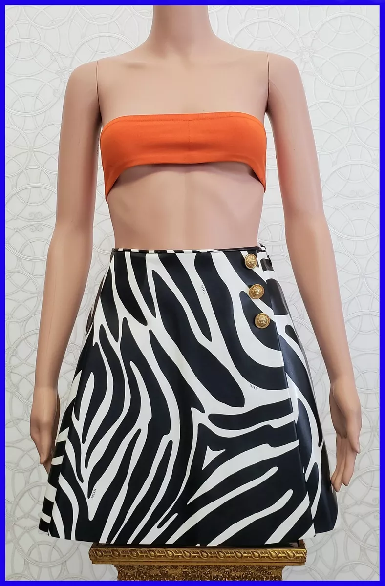 Zebra print top leather skirt