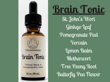 BRAIN TONIC Herbal Tincture Blend / Liquid Extract / Organic Apothecary Herbs