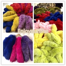 Wholesale 50pcs 16"-18" Dyed Real Blue Fox Fur Tail Keyring Pendant Cosplay Toys