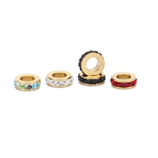 20pcs Gold Stainless Steel Crystals Flat Round Big Hole Spacer Beads