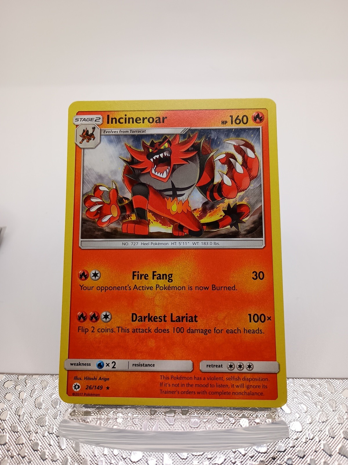 Incineroar 26/149 Sun & Moon Base Set Regular Rare Pokemon Card 
