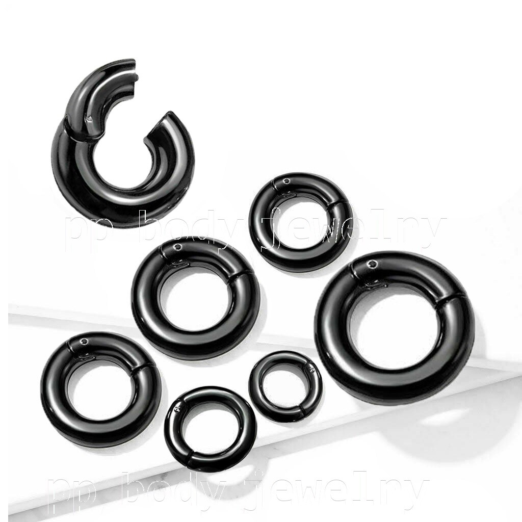 PAIR Large Gauge Hinged Clicker Segment Ring PVD Surgical Steel