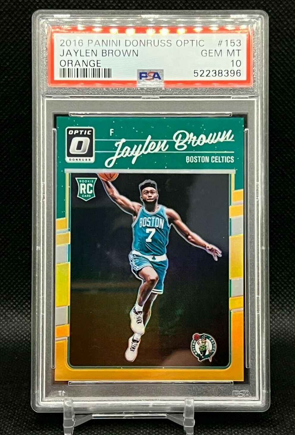 2016-17 Donruss Optic Jaylen Brown Orange Prizm RC #050/199 #153 PSA 10 GEM!