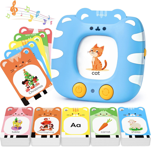 Talking Flash Cards for Toddlers 1-5 Clear Voice & Thick Cards & Easy to Slide i