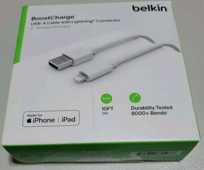Belkin BOOST CHARGE to USB-A Cable White 10FT With Fast Connector 