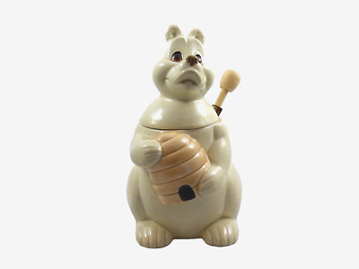 Barney Bee Ceramic Honey Pot with wooden dipper- made by Quon-Quon - Japan  1970