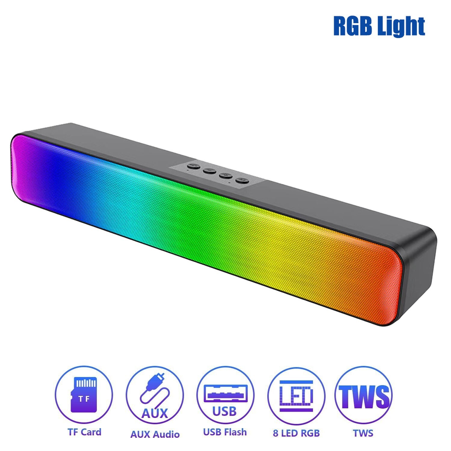 Soundbar RGB Bluetooth Speaker System Wireless US Stereo Home Sound Bar Surround-image