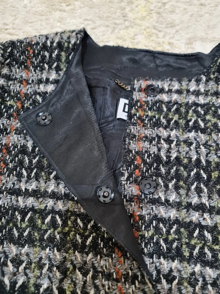 Abrigo largo de lana deshilachada de tweed Dolce & Gabbana multicolor talla 44 Foto 2 de 4