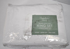 Signature Collection King Size Brushed Microfiber 4 Piece Sheet Set White