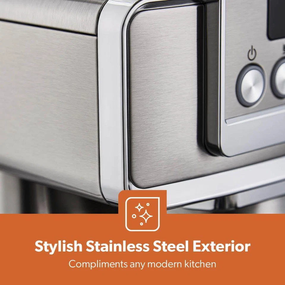 GEEPAS 20 Bar Espresso Coffee Machine Milk Frother Cappuccino Stainless Steel - Image 3 of 4