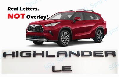 2PC Gloss Black Rear HIGHLANDER LE Letter Emblem Fit For 2020+Toyota Highlander