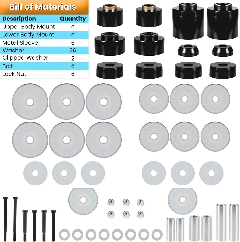 4.4123R Body Mount Bushing Set Kit For Ford F-150 F-250 F-350 1980-1998 2WD 4WD Foto 3 de 4