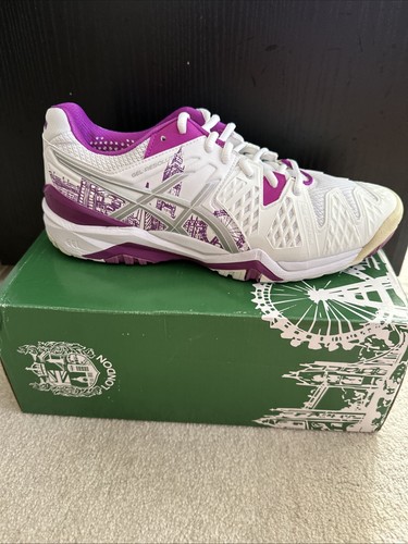 RARE Women's Asics Gel-Resolution 6 White London Tennis Shoe US 10 EU 42E667Y A1 - Afbeelding 1 van 8