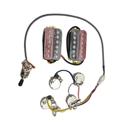 Custom Guitar Humbucker Pickups Black Red 4C with 2V2T Wiring Harness