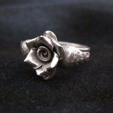 Fine Silver Jewelry Rings Ethno Anello Argento Adjustable Little Rose cute 46016