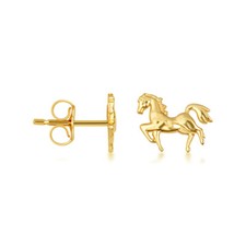Yellow Gold Horse Stallion Stud Earrings
