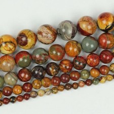 Natural Picasso Jasper Round Loose Gemstone Beads 15.5" 4mm 6mm 8mm 10mm 12mm