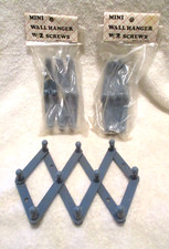 Vintage Mini Wall Hangers Expandable 3 qty Blue Plastic