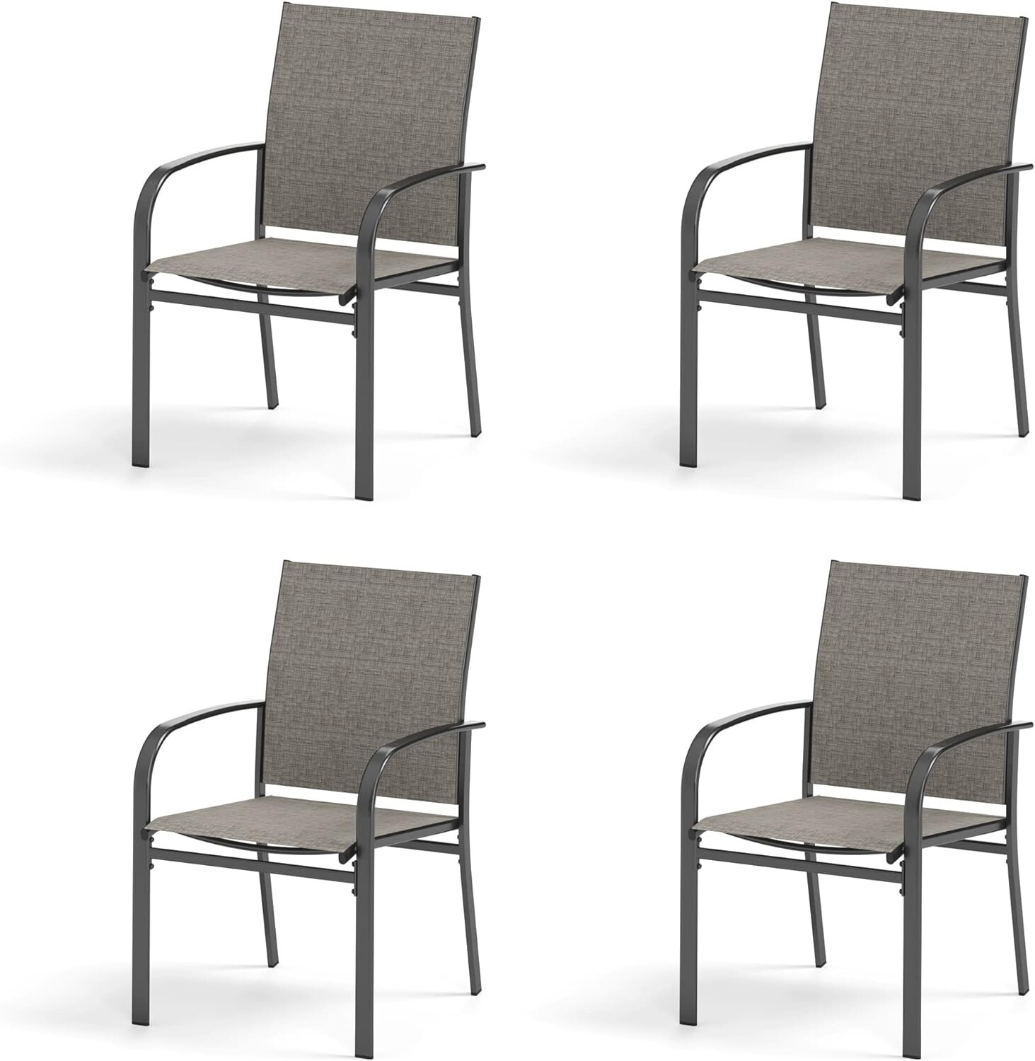 S Set Of 4 Outdoor High Back Metal Armchairs For Yard Garden