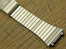 Vintage Stainless Steel Watch Band Sliding Clasp Mens 21mm NOS Unused Bracelet