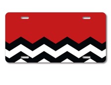 Aluminum License Plate - Black White Red Chevron - Ships From Usa