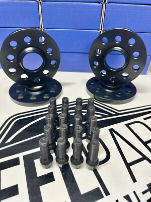 SPR 2x12mm + 2x15mm Black Alloy Wheel Spacers Black +Bolts Audi A3 S3