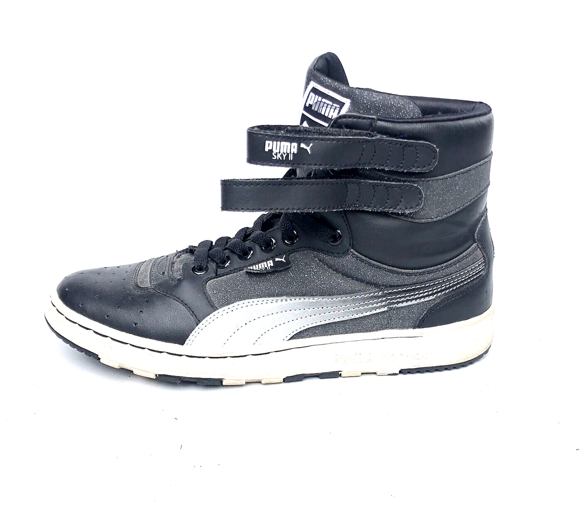 Puma Sky 2 Hi Top Sneaker Sz 9 USW Blk/Slvr Leather Puma Sky 2 Hi Top Sneaker Sz 9 USW Blk/Slvr Leather