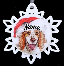 Santa Brittany Spaniel Dog Breed Personalized Christmas Ornament