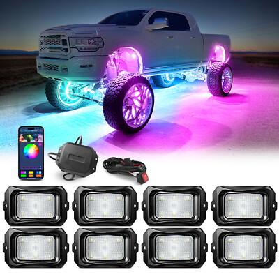 MICTUNING Wireless 8 Pods C2 RGB+IC LED Rock Lights OffRoad Underglow Neon Light