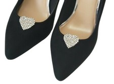 Bridal Wedding Prom Rhinestone Heart Shaped Silver Shoe Clip Jewelry Accessory