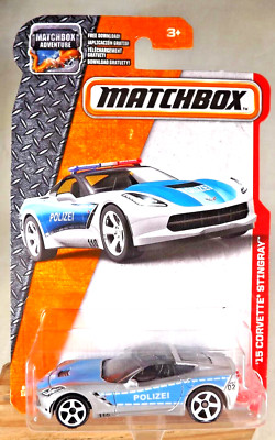 2016 Matchbox 64/125 Rescue-Polizei '15 CORVETTE STINGRAY Silver-Blue w/5 Spokes