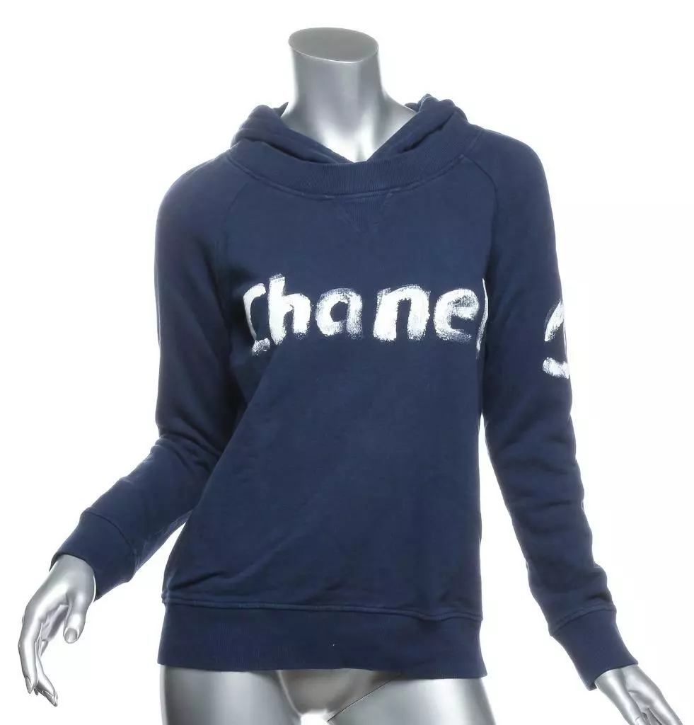 MIDNIGHT BLUE HOODED SPORT LINE SWEATSHIRT, CHANEL