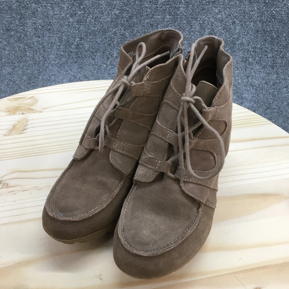 MIA Botas Mujer 8 M Berdina Botines Cuero Marrón Cuña Con Cordones Informales Foto 3 de 4