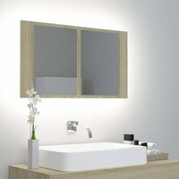 Led-Bad-Spiegelschrank Sonoma-Eiche 80X12X45 Cm Acryl