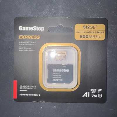Nintendo Switch 2 512GB Express Micro SD Card GameStop w/ Adapter