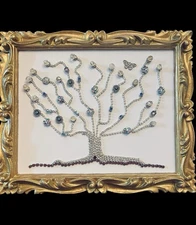 VTG Jewelry Tree Framed Picture Art  Sparkly