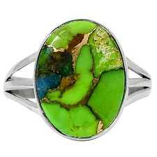 Blue Turquoise Green Mohave 925 Sterling Silver Ring Size 9  USA