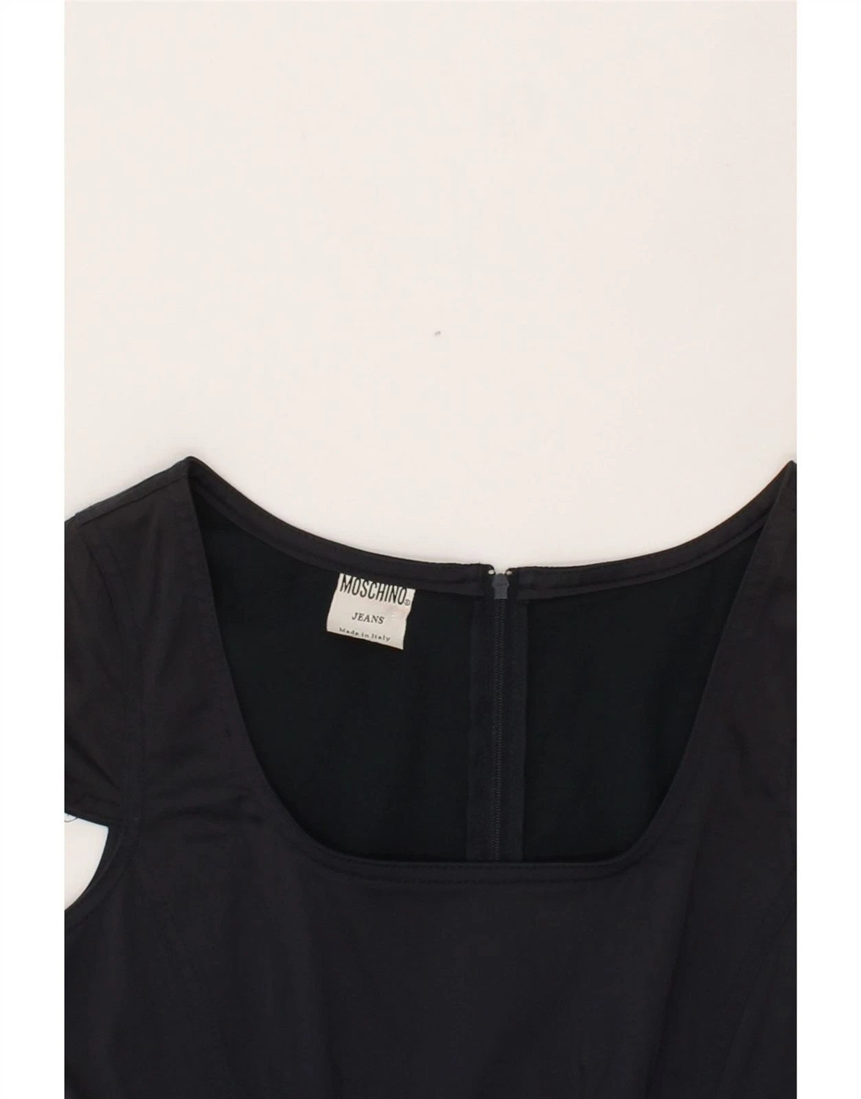 MOSCHINO Vestito donna tubino UK 8 piccolo blu navy acetato CC83