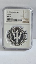2018 Barbados Trident 1 oz .999 Silver Coin NGC MS70