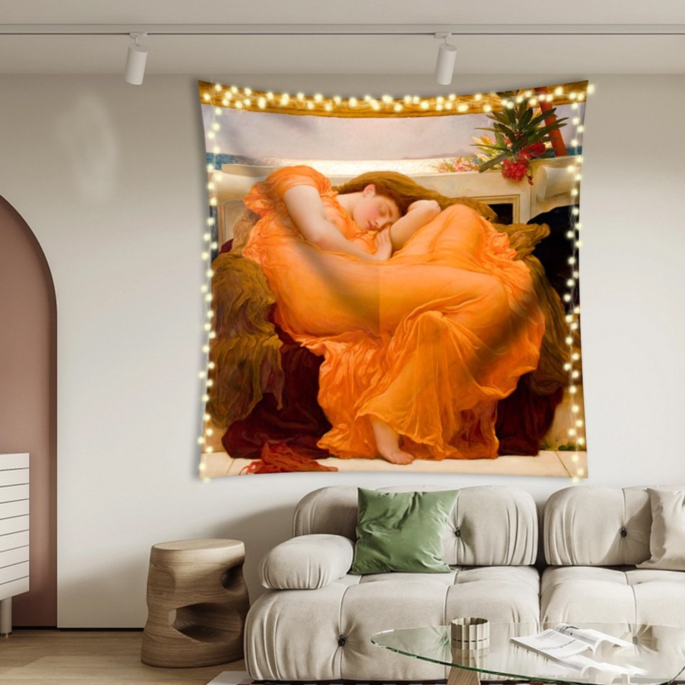 Artsy Tapestry Wall Hanging Painting Flaming June by Frederick Leighton ...