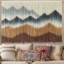 Macrame Wall Hanging Mountain Wall Art Dip-Dyed Macrame Wall Decor