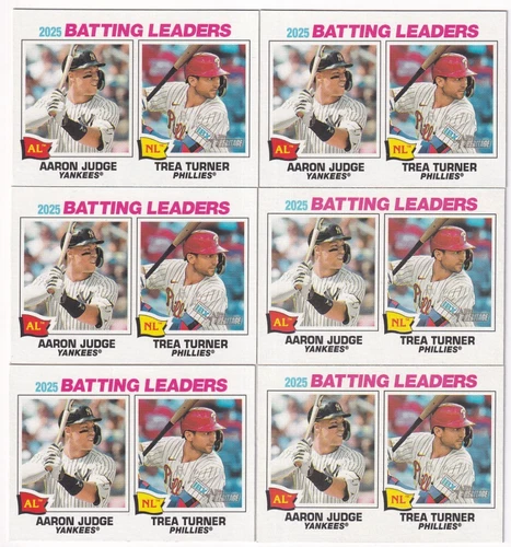 (6) Aaron Judge / Trea Turner 2026 TOPPS HERITAGE BATTING LEADERS CARD LOT #1