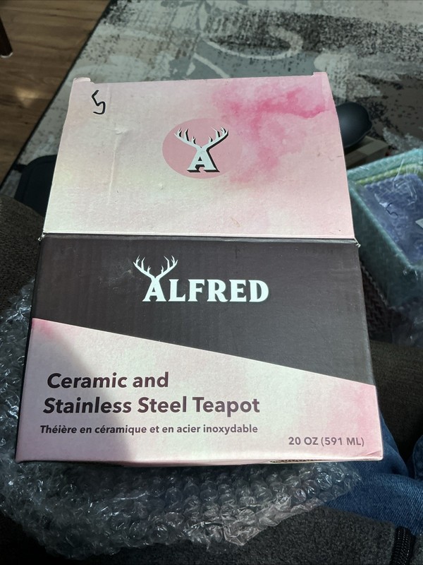 Alfred Ceramic And Stainless Steel Teapot With Infuser Blue Pink Floral NEW