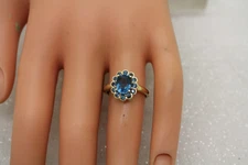 Signed DDB 10k Y.G. LONDON BLUE TOPAZ ring size 6.75