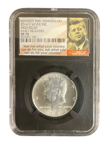 2014-D Silver Kennedy Half Dollar-NGC SP 70 High Relief Early Release