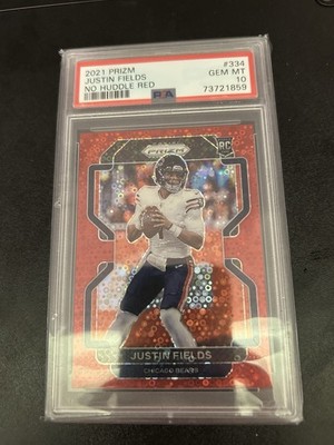 2021 Panini Prizm Justin Fields No Huddle Red Rookie #334 PSA 10 /50 