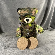 Build A Bear BAB Camo Bear Green Camouflage Military Army Soft Plush Stuffed Toy